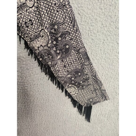 Asos Paisley Print Fringe Shirt Top Tunic Regular Fit Long Sleeve Women's Medium - Picture 4 of 12